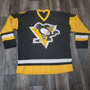 Vintage Black Pittsburgh Penguins Jersey 80s 90s Jersey #9 Yellow White